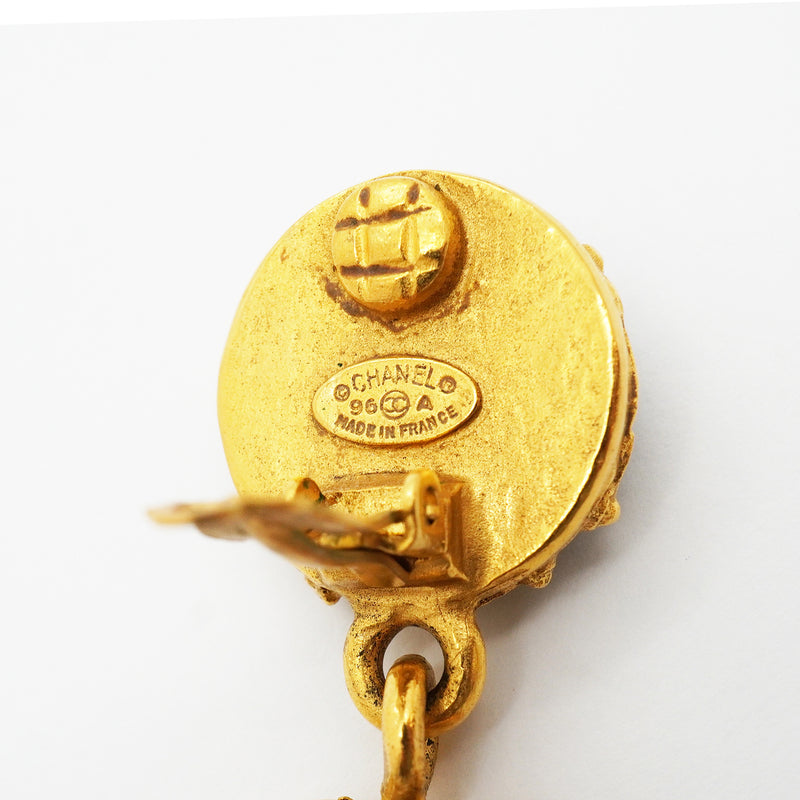 【6jib0198】シャネル イヤリング ヴィンテージ ココマーク GPメッキ ゴールド ブラック【中古】レディース