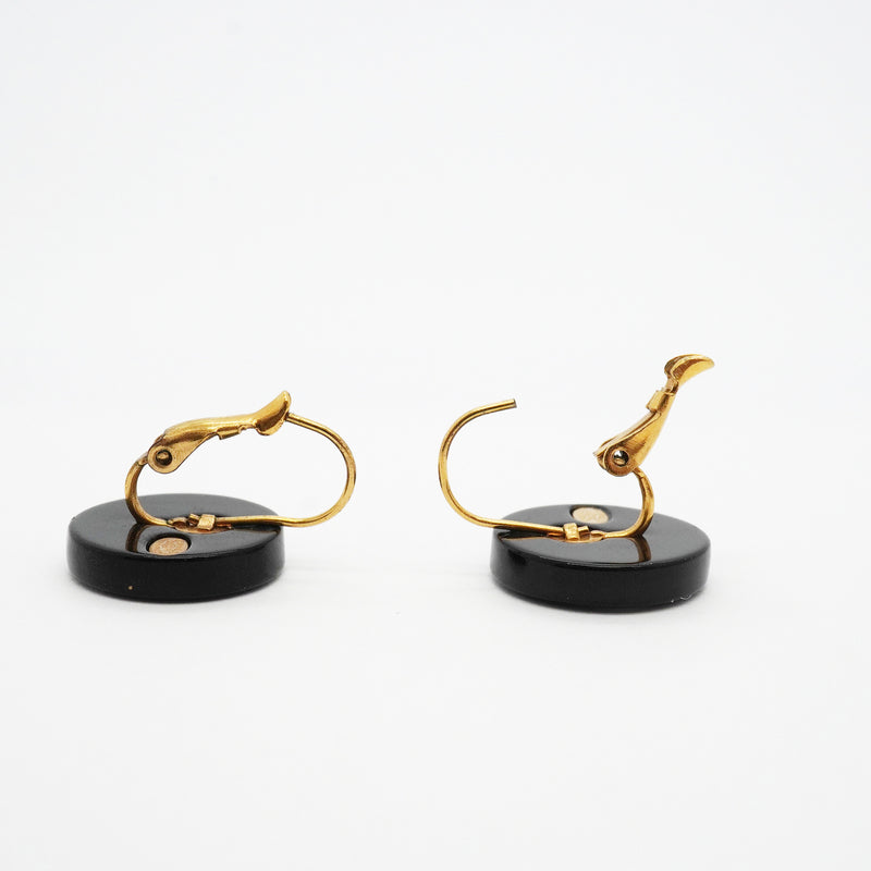 【6jib0205】シャネル ピアス ココマーク カメリア 丸型 サークル GPメッキ ゴールド ホワイト ブラック【中古】レディース