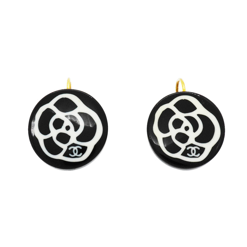 【6jib0205】シャネル ピアス ココマーク カメリア 丸型 サークル GPメッキ ゴールド ホワイト ブラック【中古】レディース