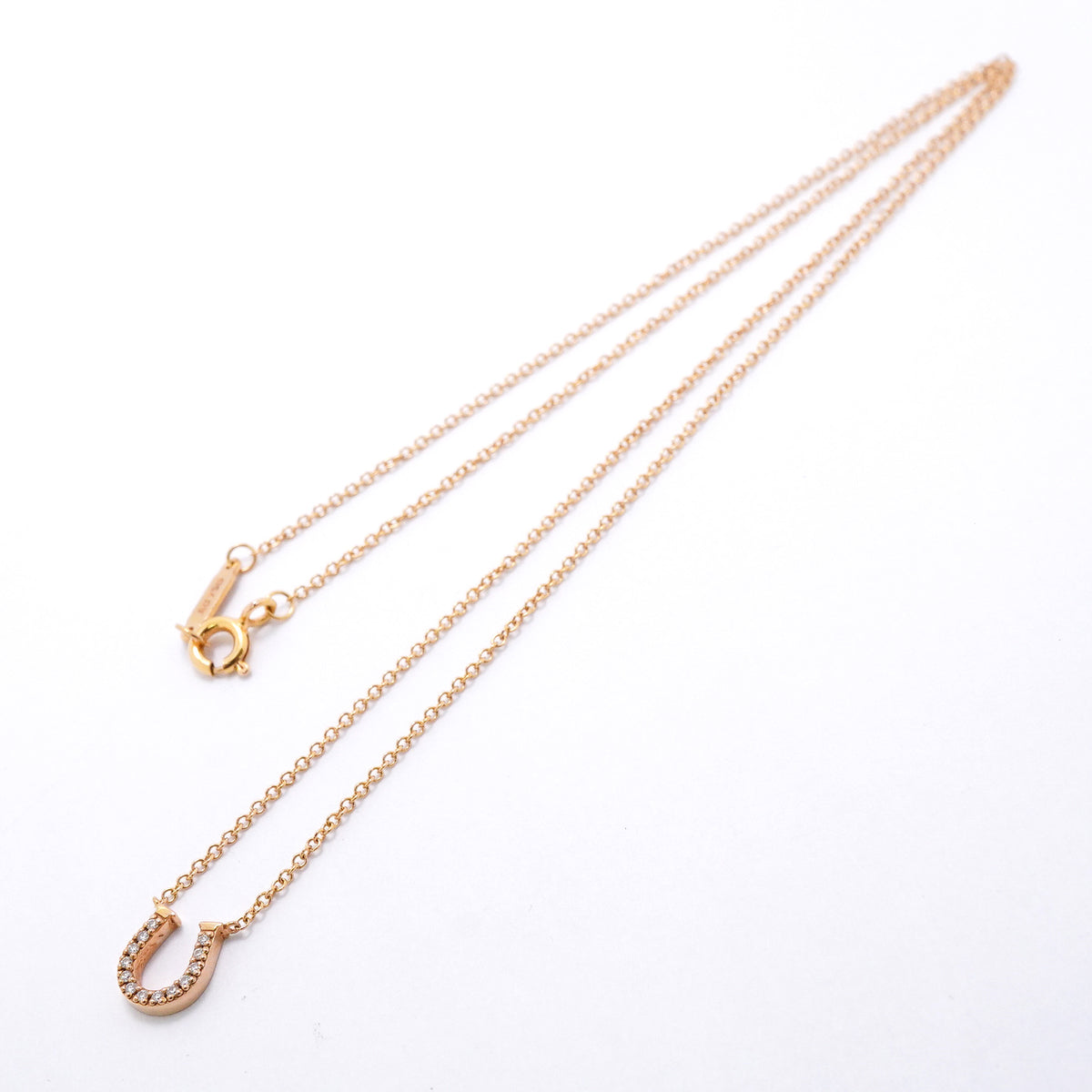 【6jib0225】ティファニー ネックレス メトロ/ホースシュー K18PG ピンクゴールド ダイヤモンド【中古】レディース