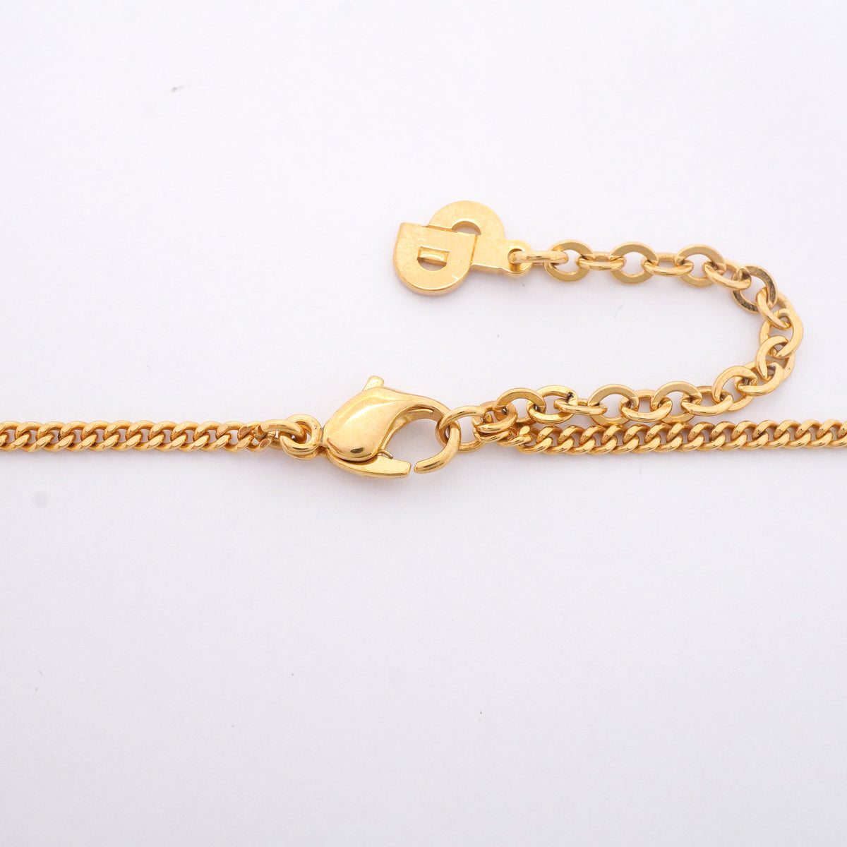 【6jib0227】クリスチャンディオール ネックレス ディオールロゴ オーバル GPメッキ ラインストーン ゴールド【中古】レディース