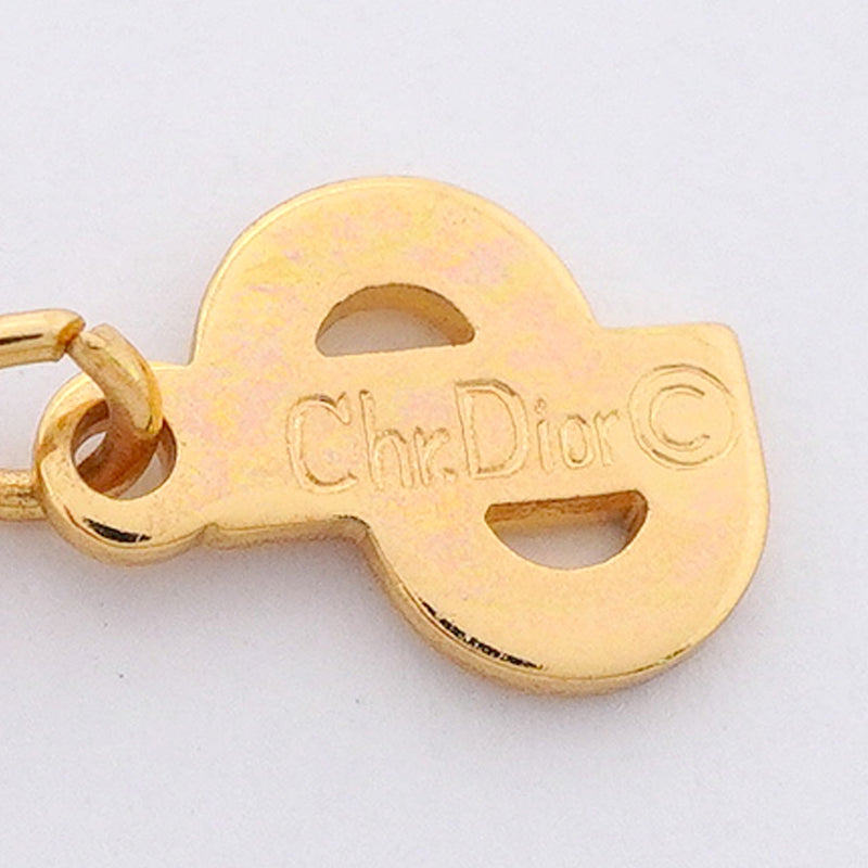【6jib0234】クリスチャンディオール ネックレス ディオールロゴ オーバル GPメッキ ラインストーン ゴールド【中古】レディース