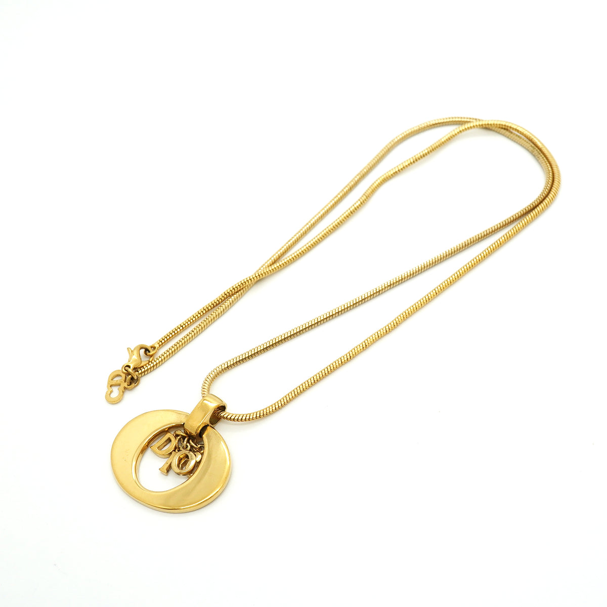 【6jib0259】クリスチャンディオール ネックレス ディオールロゴ GPメッキ ゴールド【中古】レディース