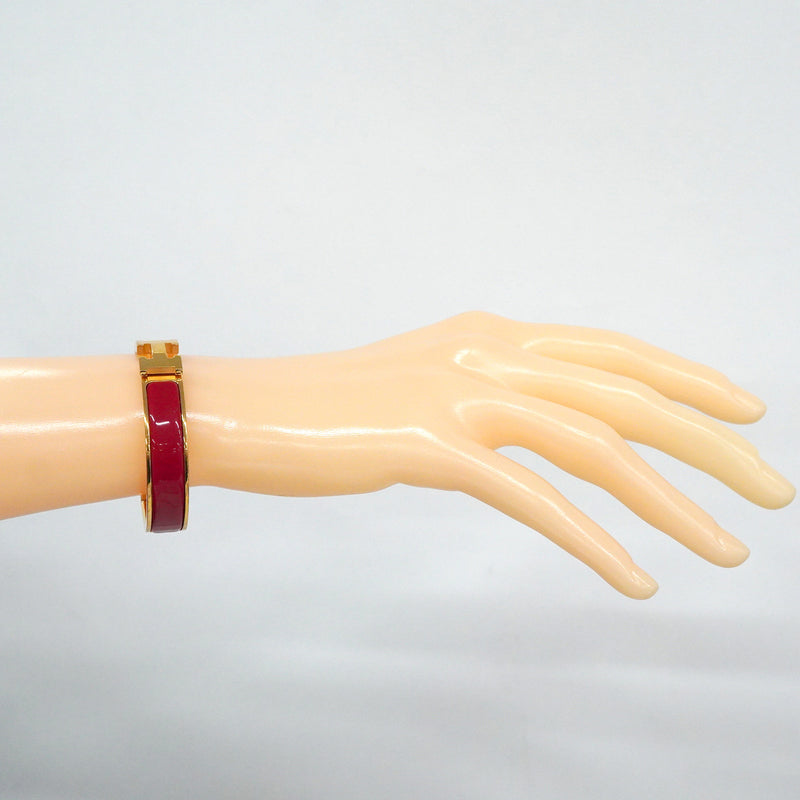 【6jib0262】エルメス バングル クリッククラックPM GPメッキ ゴールド レッド【中古】レディース