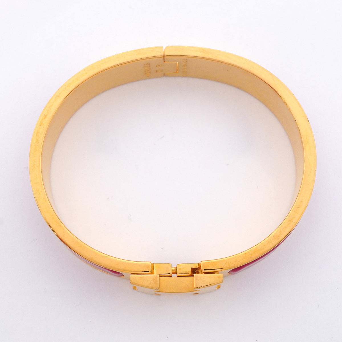 【6jib0262】エルメス バングル クリッククラックPM GPメッキ ゴールド レッド【中古】レディース