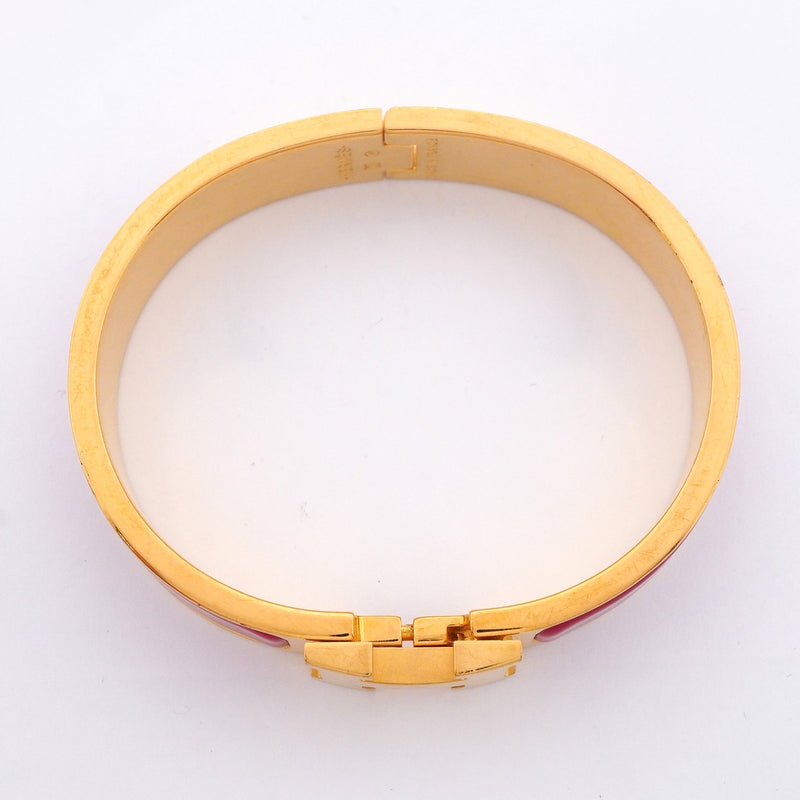 【6jib0262】エルメス バングル クリッククラックPM GPメッキ ゴールド レッド【中古】レディース