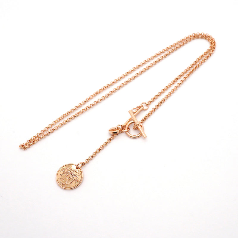 【6jib0281-e】エルメス ネックレス エクスリブリス 1PD K18PG ピンクゴールド ダイヤモンド【中古】レディース