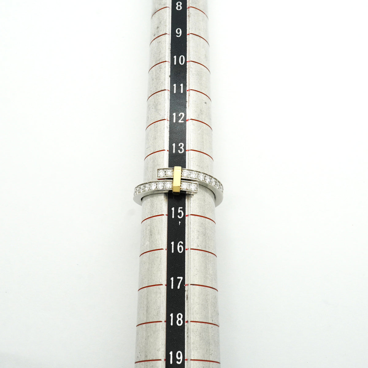【6jib0289】ティファニー リング エッジ/バイパス K18YG イエローゴールド Pt950 プラチナ ダイヤモンド/0.39ct 14号【中古】レディース