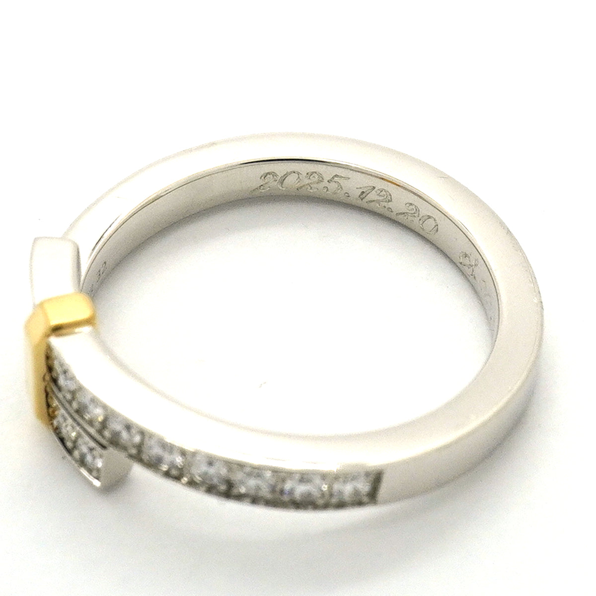 【6jib0289】ティファニー リング エッジ/バイパス K18YG イエローゴールド Pt950 プラチナ ダイヤモンド/0.39ct 14号【中古】レディース