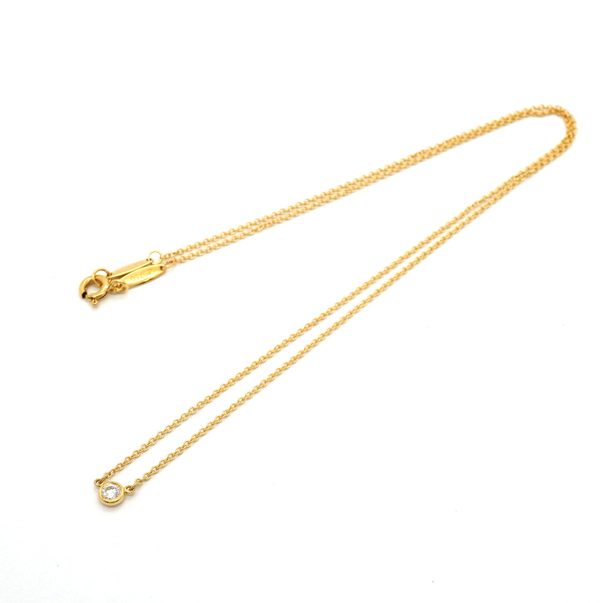【6jib0290】ティファニー ネックレス バイザヤード 1PD K18YG イエローゴールド ダイヤモンド【中古】レディース