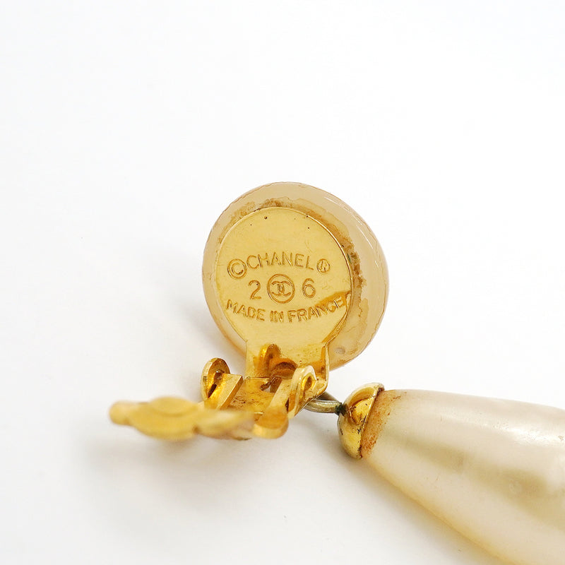 【6jib0293】シャネル イヤリング ヴィンテージ ココマーク GPメッキ フェイクパール ゴールド【中古】レディース