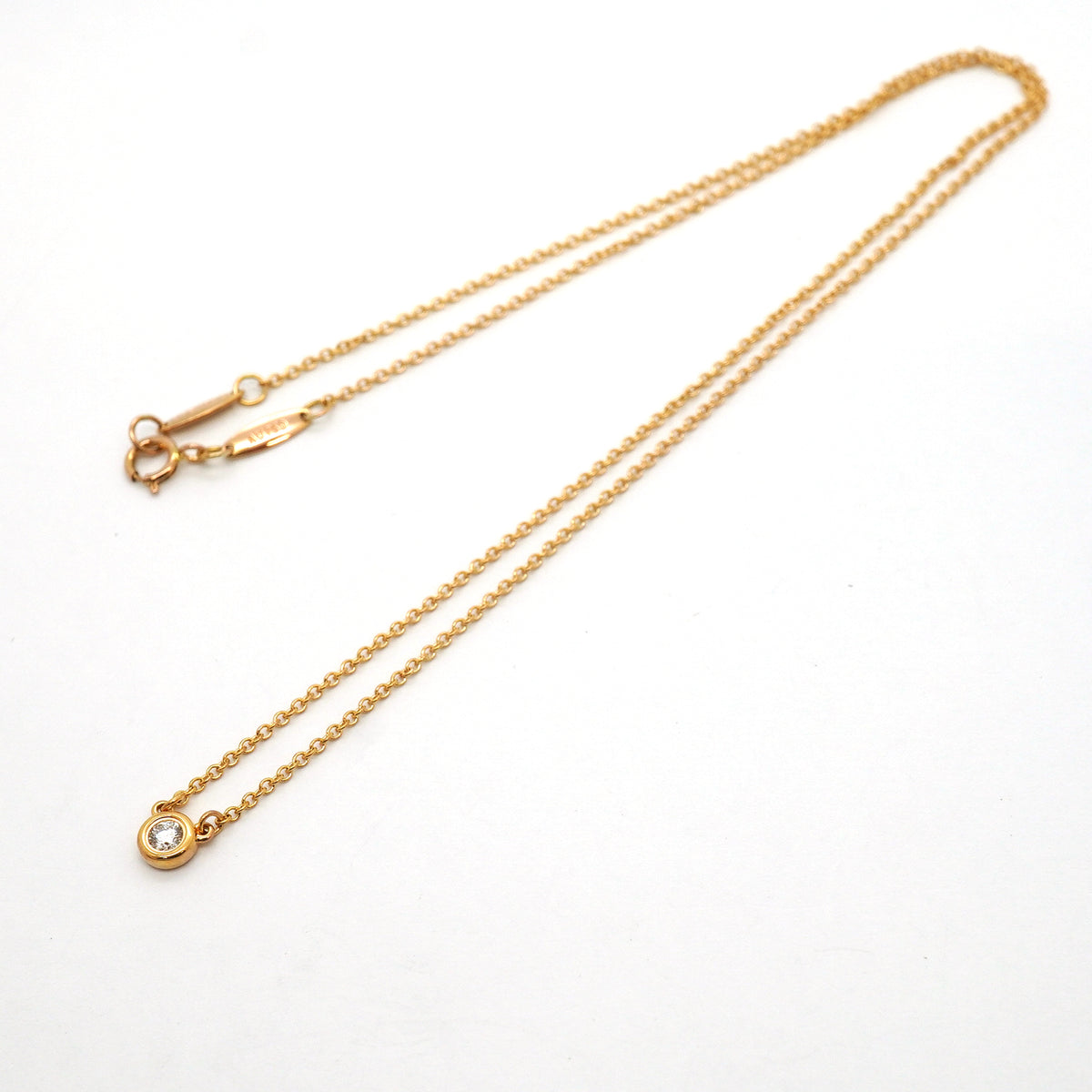 【6jib0297】ティファニー ネックレス バイザヤード 1PD K18PG ピンクゴールド ダイヤモンド【中古】レディース