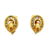 【6jib0302】クリスチャンディオール イヤリング GPメッキ ラインストーン ゴールド【中古】レディース