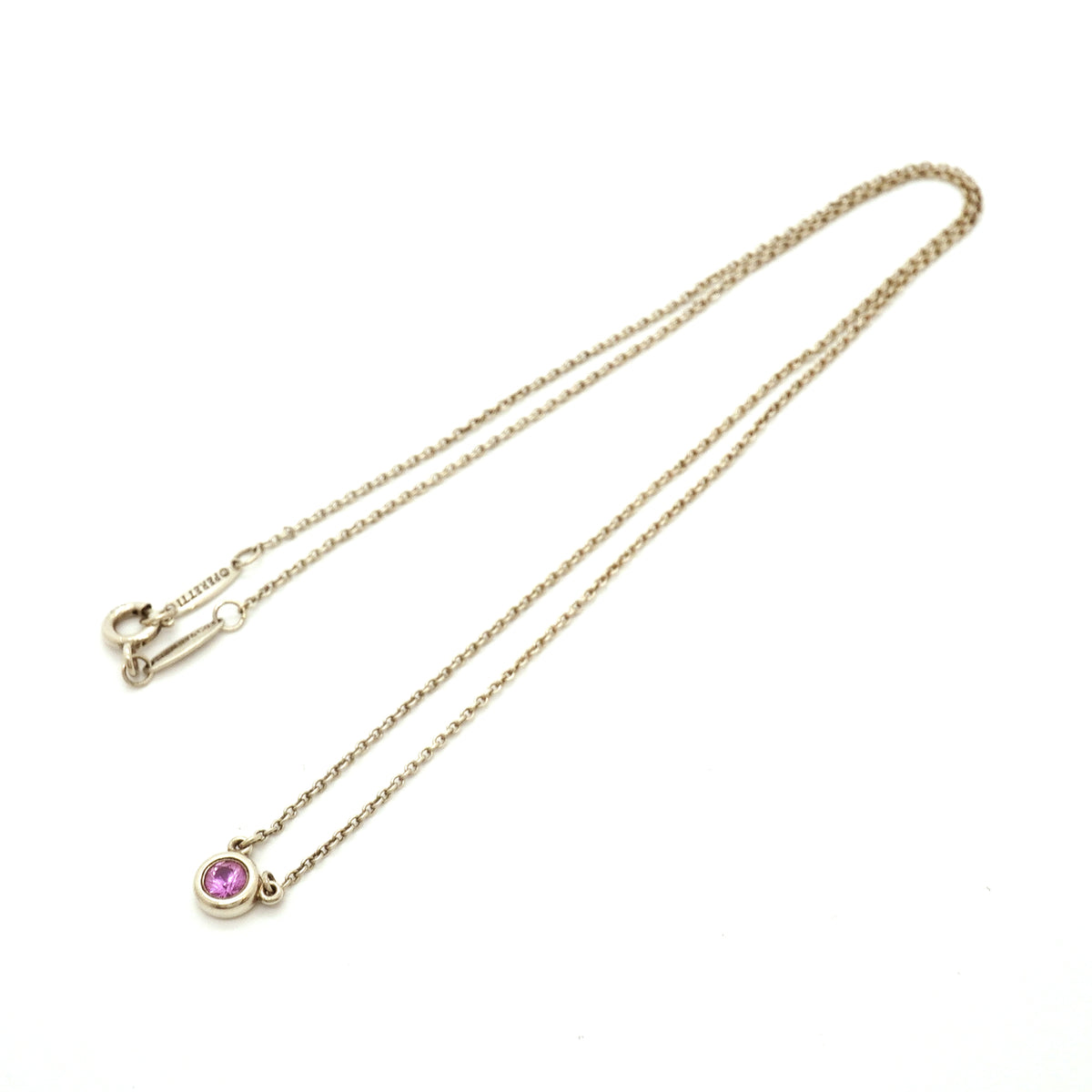 【6jib0312】ティファニー ネックレス バイザヤード シルバー925 ピンクサファイア【中古】レディース