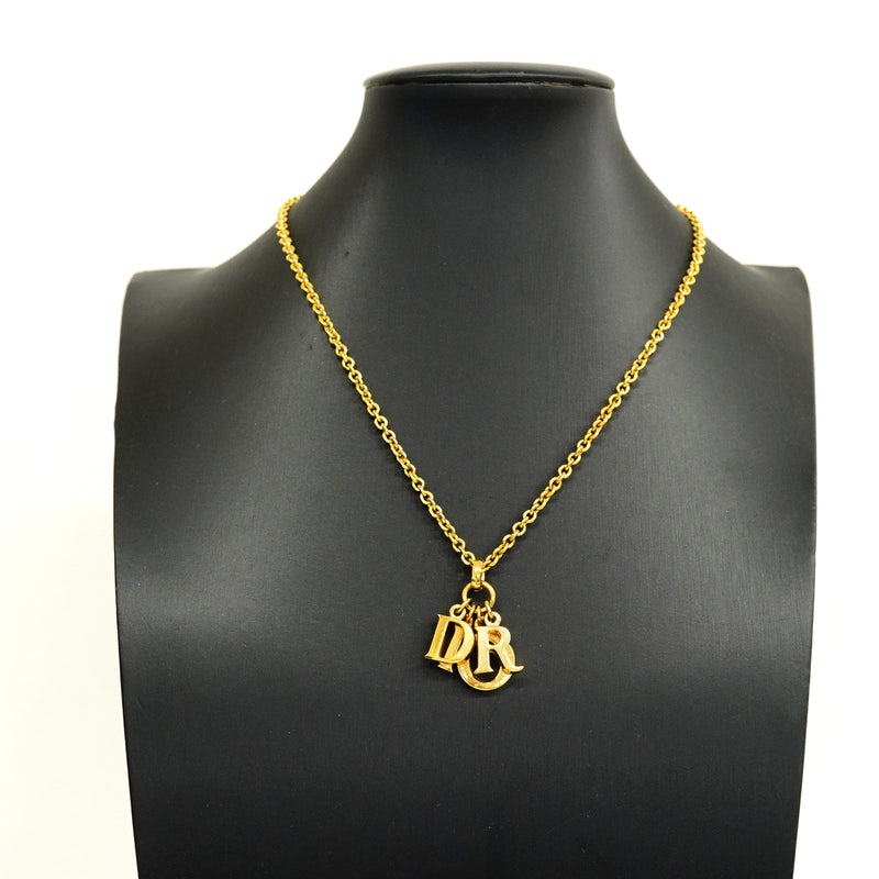 【6jib0313】クリスチャンディオール ネックレス ディオールロゴ GPメッキ ゴールド【中古】レディース