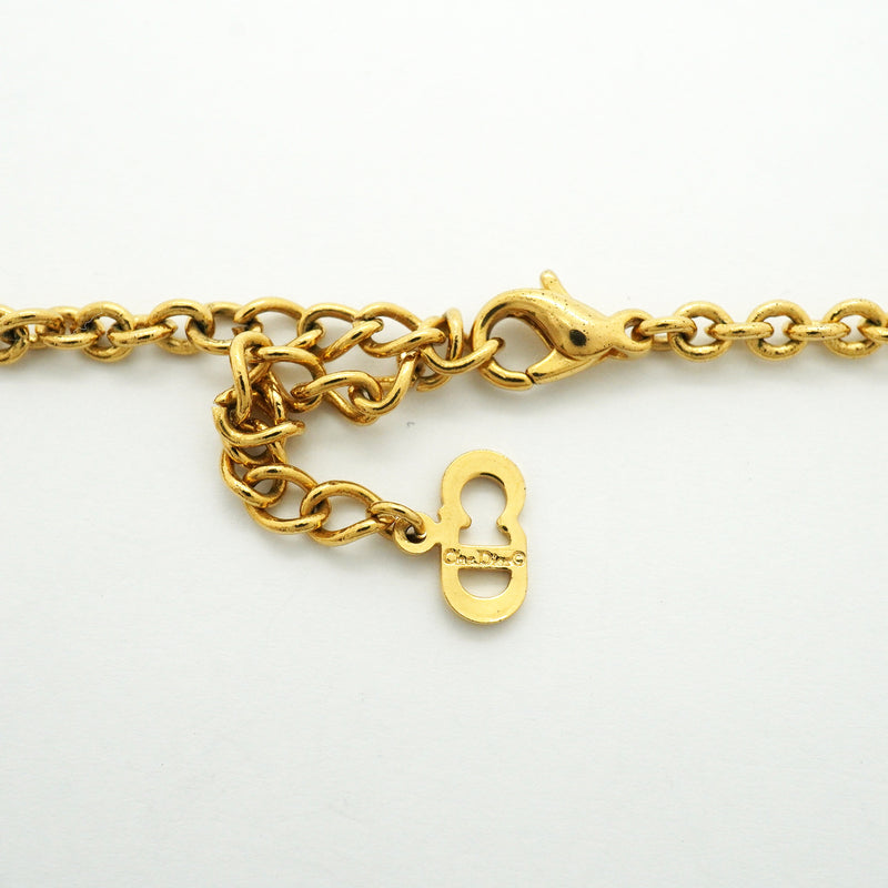 【6jib0313】クリスチャンディオール ネックレス ディオールロゴ GPメッキ ゴールド【中古】レディース