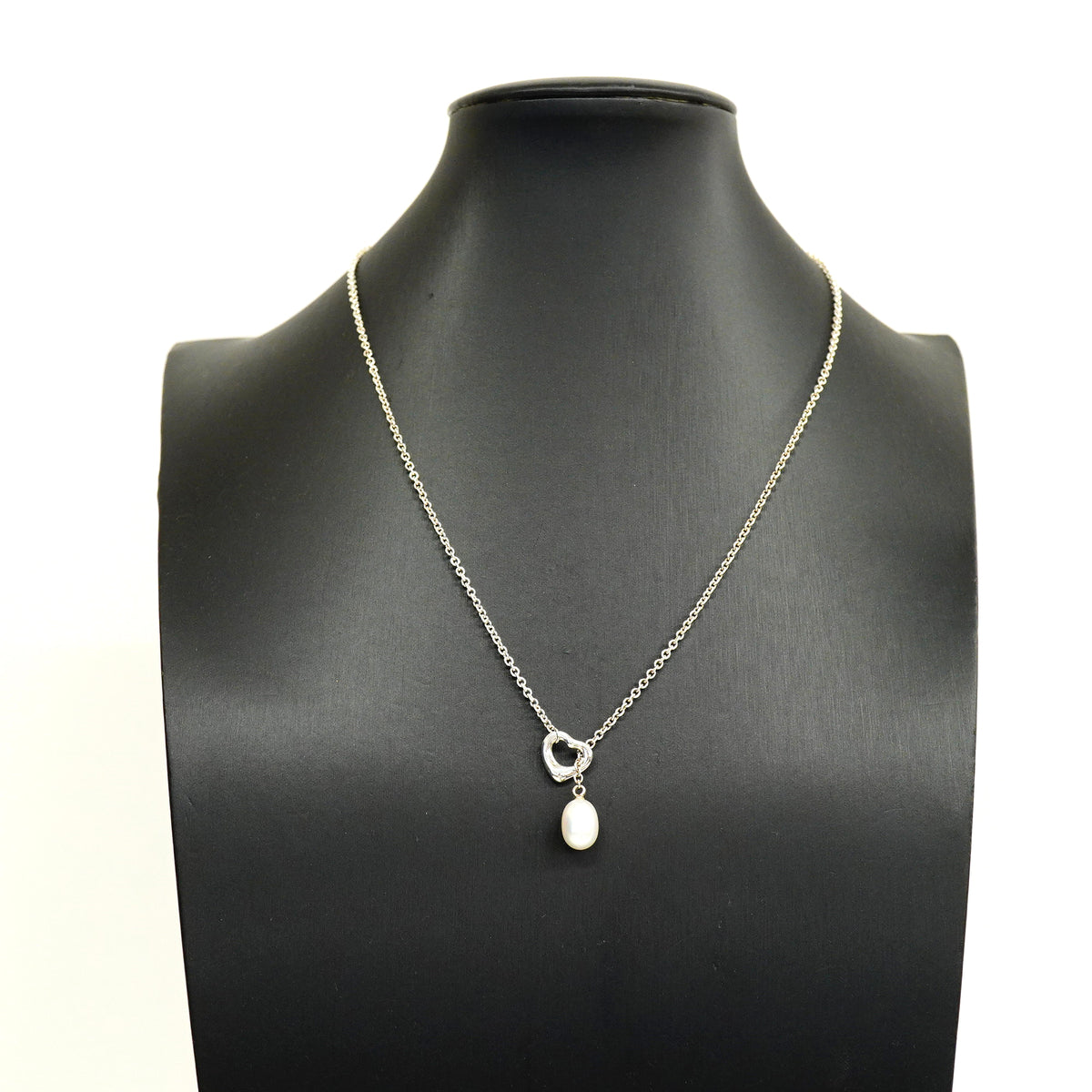 【6jib0314】ティファニー ネックレス オープンハート ラリアット シルバー925 パール【中古】レディース