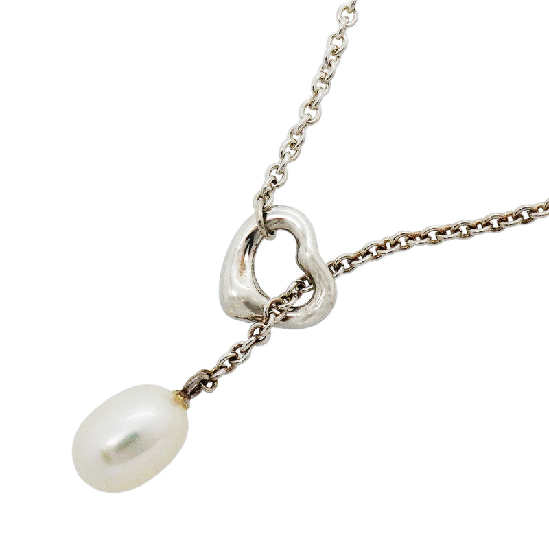 【6jib0314】ティファニー ネックレス オープンハート ラリアット シルバー925 パール【中古】レディース