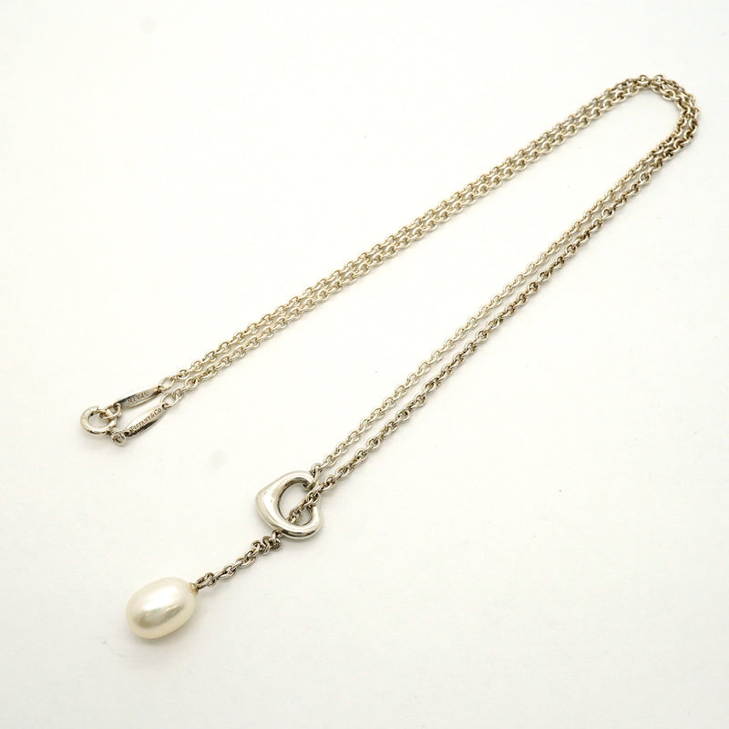 【6jib0314】ティファニー ネックレス オープンハート ラリアット シルバー925 パール【中古】レディース