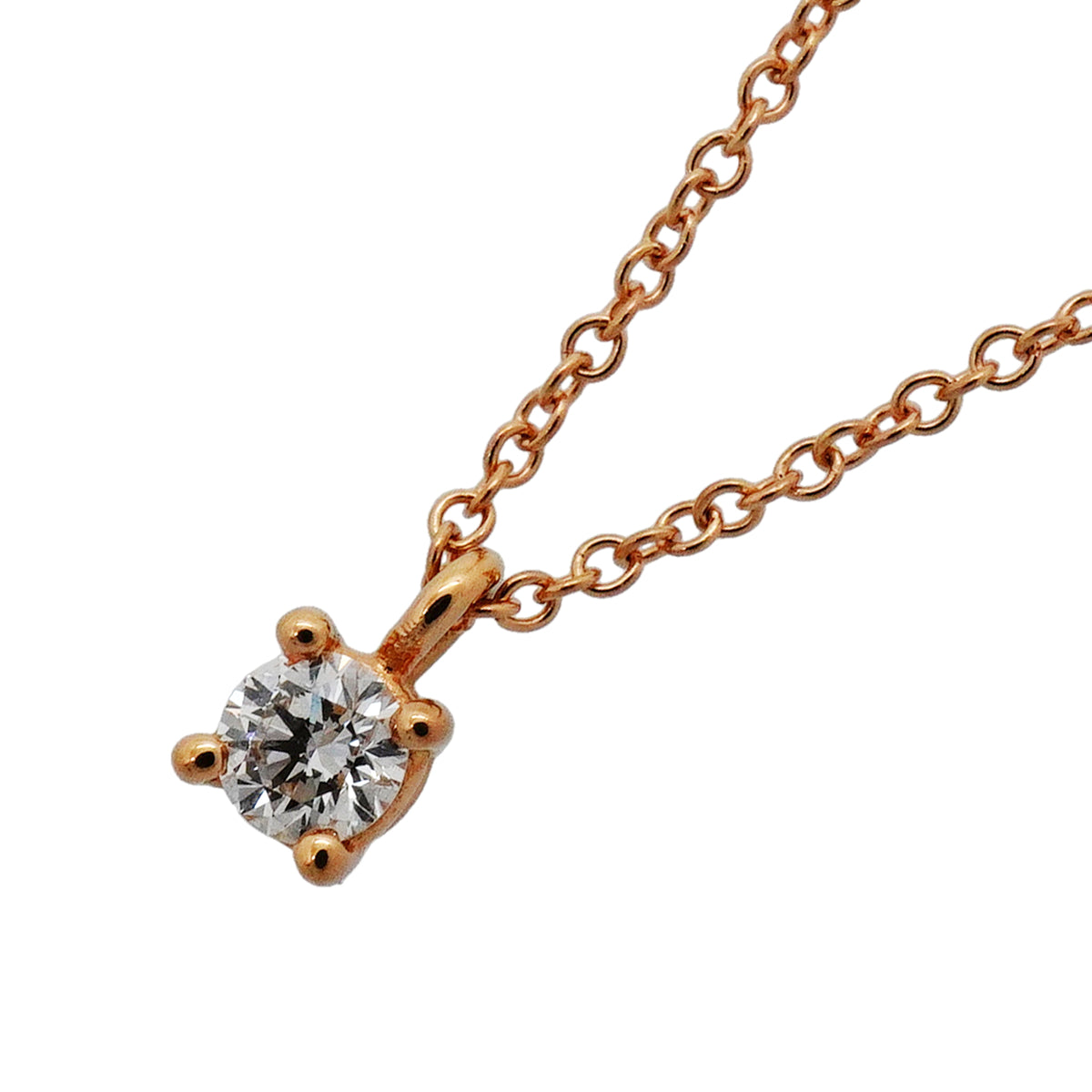 【6jib0315】ティファニー ネックレス ソリティア 1PD K18PG ピンクゴールド ダイヤモンド【中古】レディース
