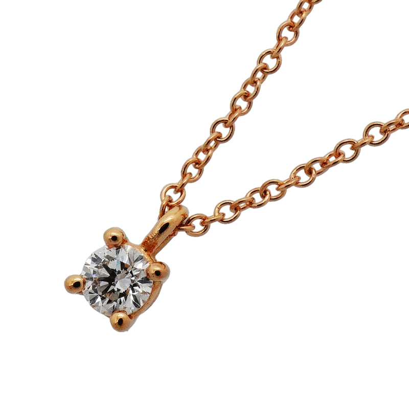 【6jib0315】ティファニー ネックレス ソリティア 1PD K18PG ピンクゴールド ダイヤモンド【中古】レディース