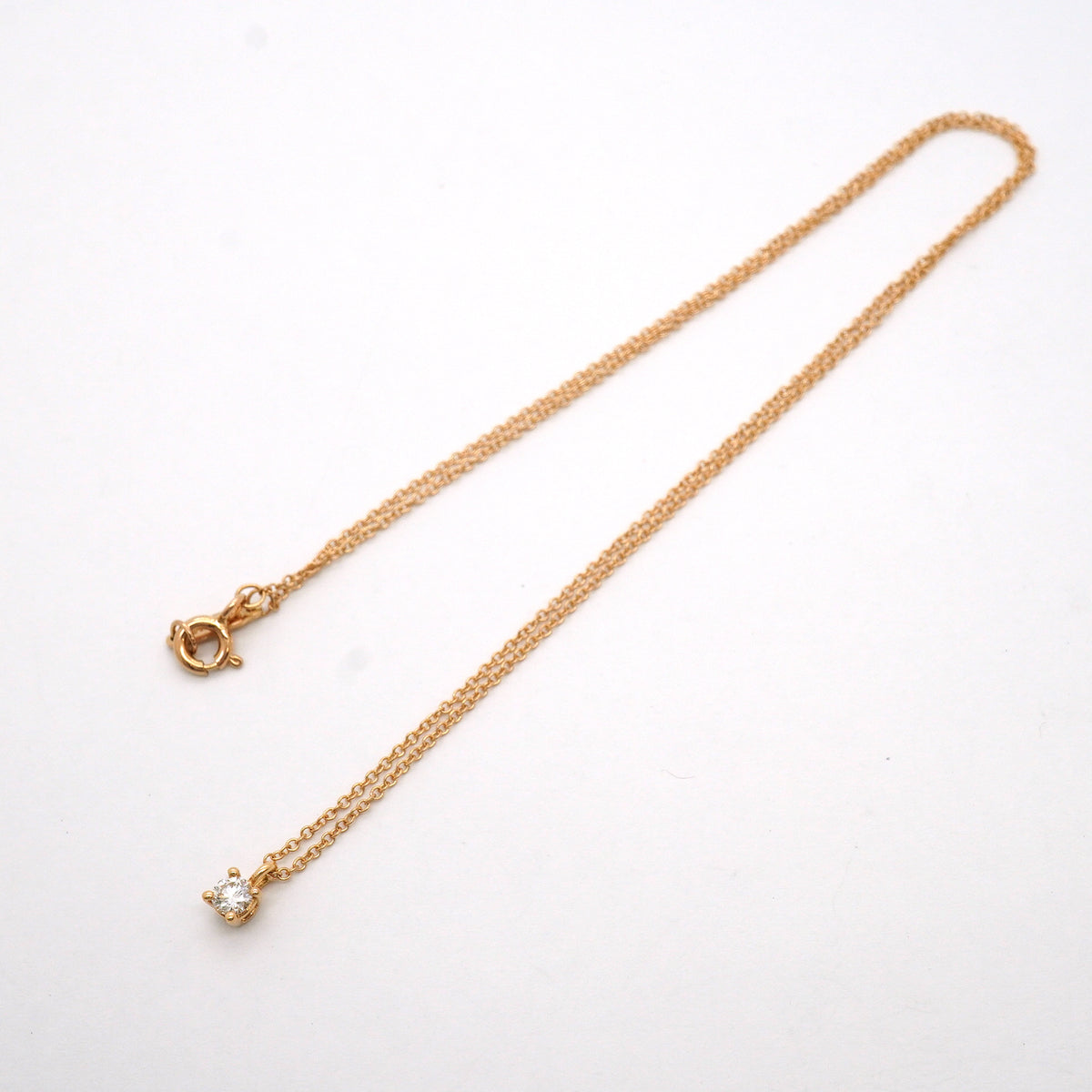 【6jib0315】ティファニー ネックレス ソリティア 1PD K18PG ピンクゴールド ダイヤモンド【中古】レディース