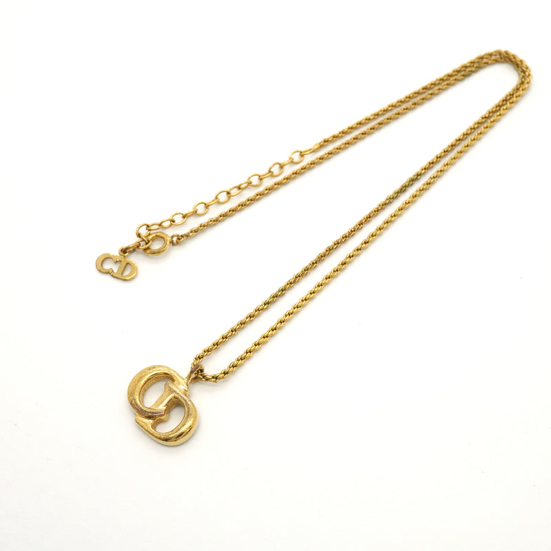 【6jib0319】クリスチャンディオール ネックレス CDロゴ GPメッキ ゴールド【中古】レディース