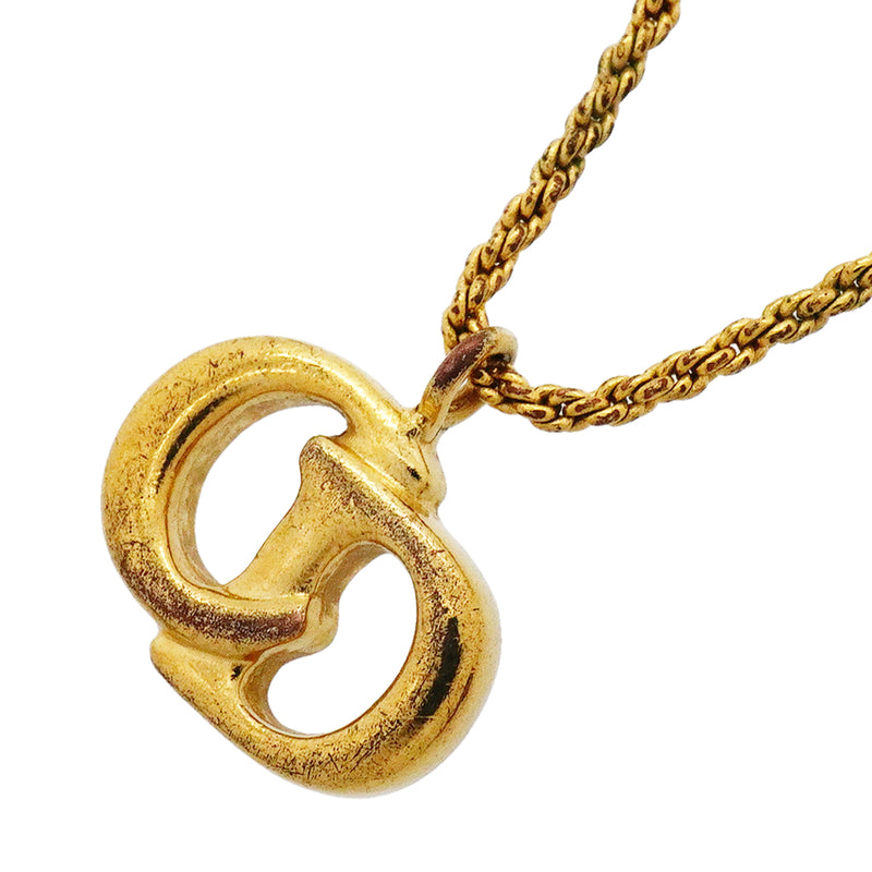【6jib0319】クリスチャンディオール ネックレス CDロゴ GPメッキ ゴールド【中古】レディース
