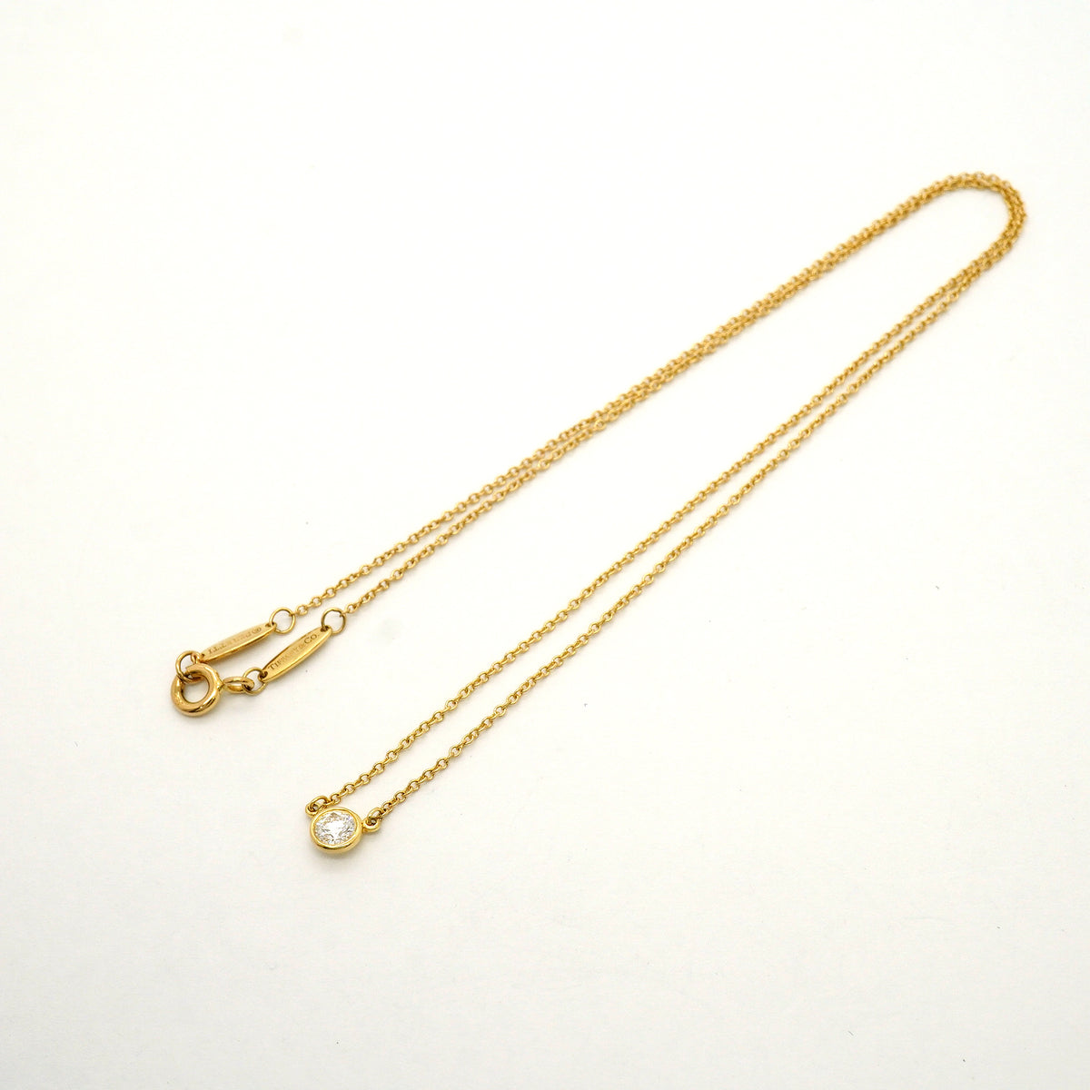 【6jib0320】ティファニー ネックレス バイザヤード 1PD K18YG イエローゴールド ダイヤモンド【中古】レディース