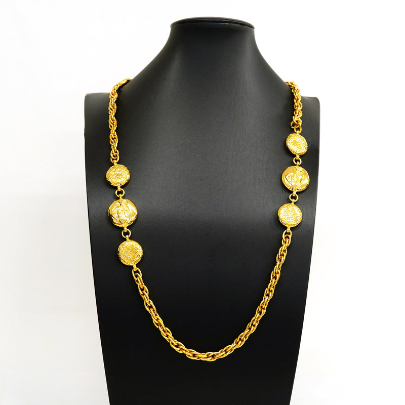 【6jib0321】シャネル ネックレス ヴィンテージ シャネルロゴ マドモアゼル GPメッキ ゴールド【中古】レディース