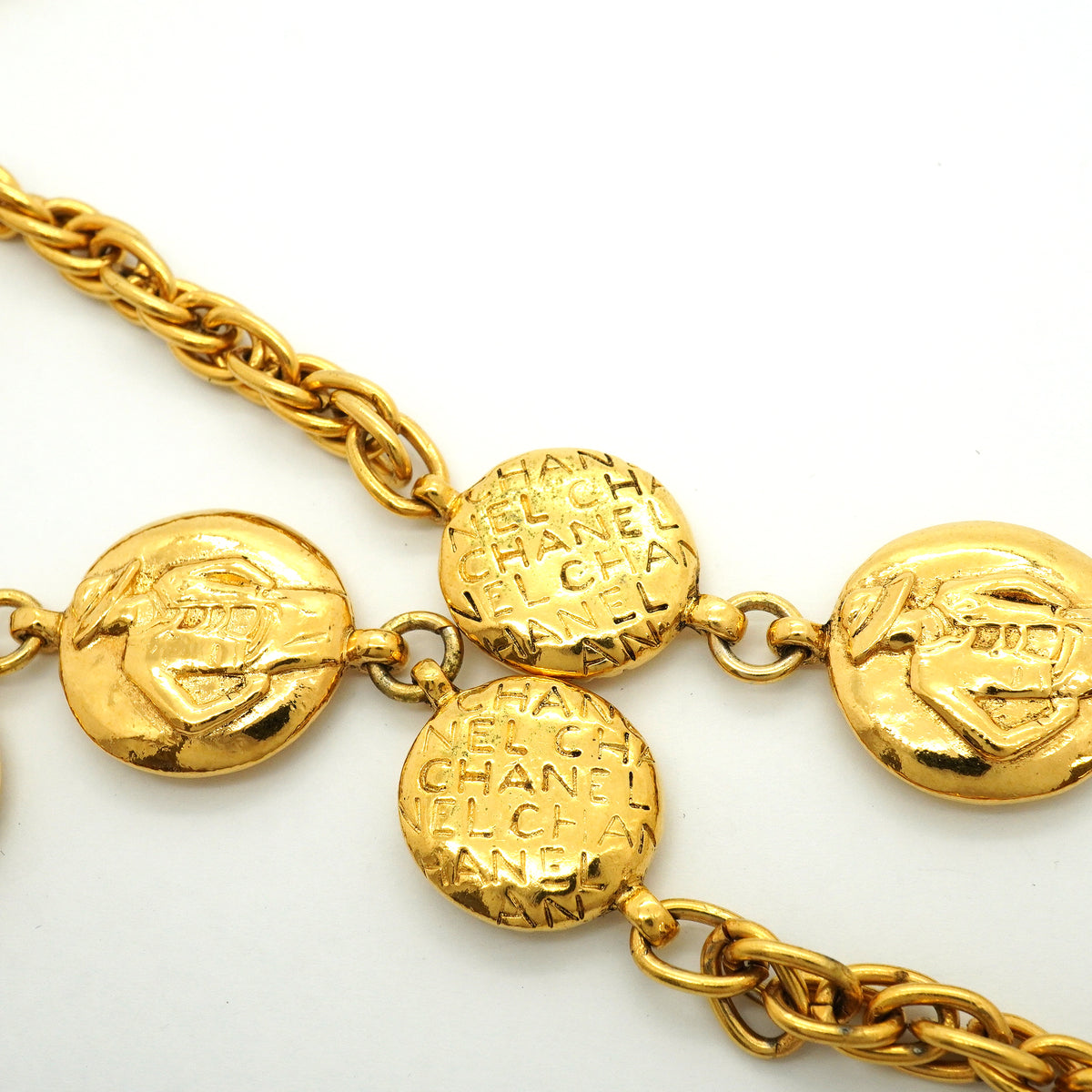 【6jib0321】シャネル ネックレス ヴィンテージ シャネルロゴ マドモアゼル GPメッキ ゴールド【中古】レディース