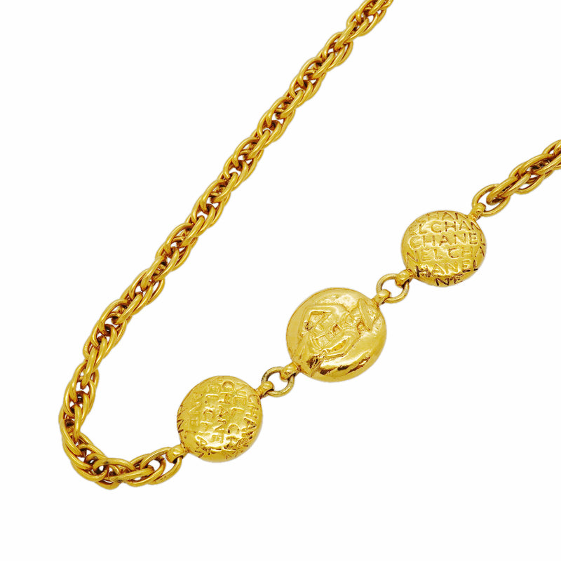 【6jib0321】シャネル ネックレス ヴィンテージ シャネルロゴ マドモアゼル GPメッキ ゴールド【中古】レディース