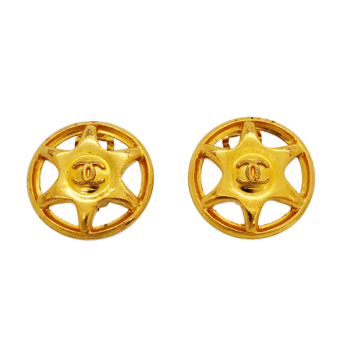 【6jib0326】シャネル イヤリング ヴィンテージ ココマーク 丸型 サークル GPメッキ ゴールド【中古】レディース