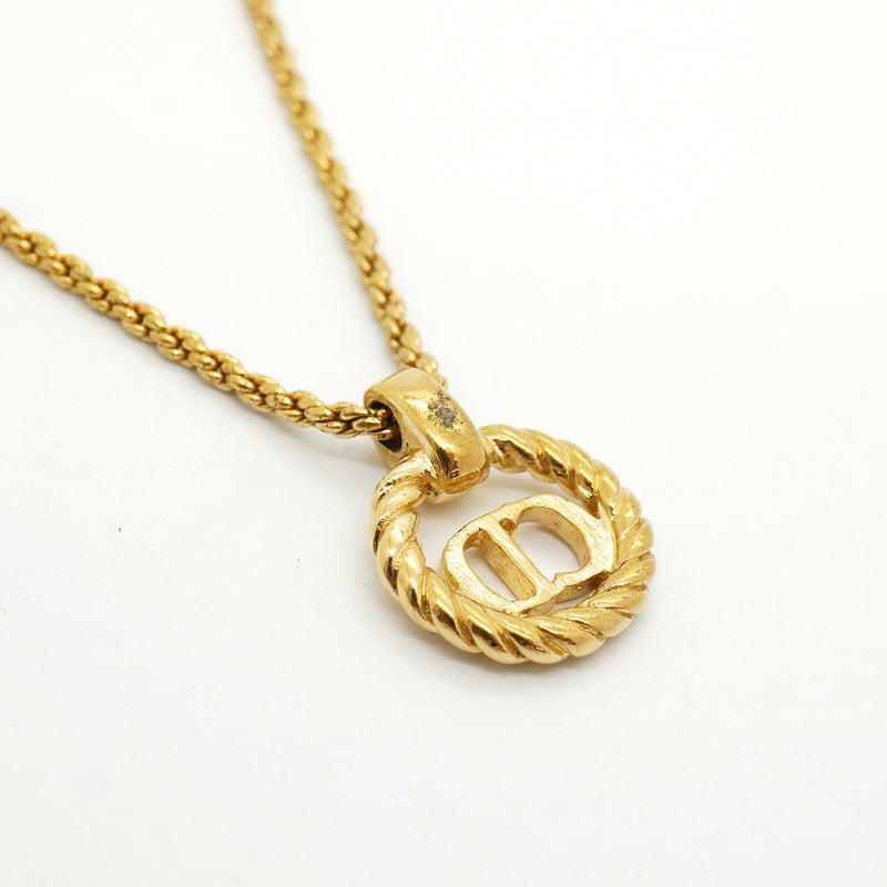 【6jib0334】クリスチャンディオール ネックレス CDロゴ 丸型 サークル GPメッキ ゴールド【中古】レディース