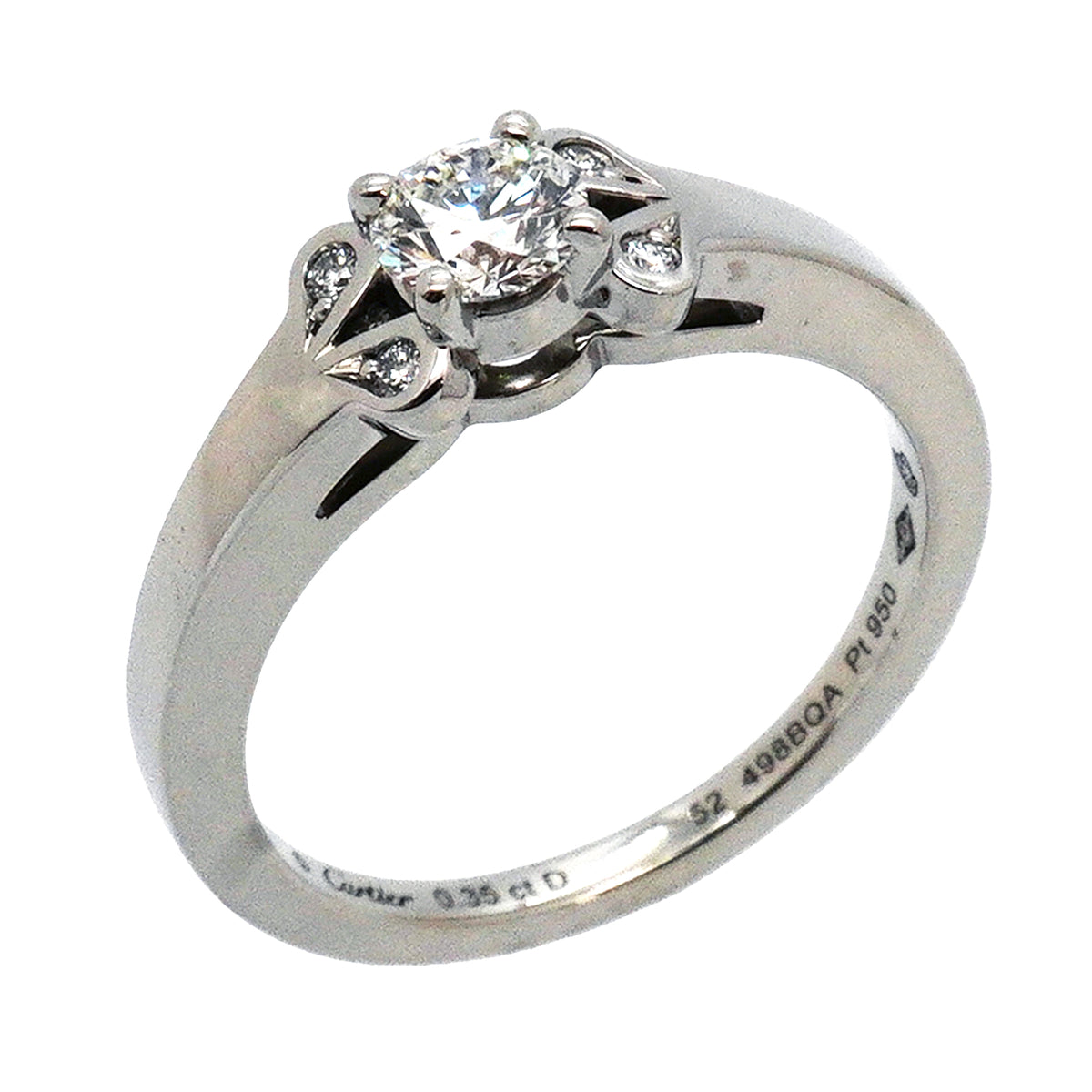 【6jib0335】カルティエ リング バレリーナ Pt950 プラチナ ダイヤモンド 0.35ct ＃52【中古】レディース