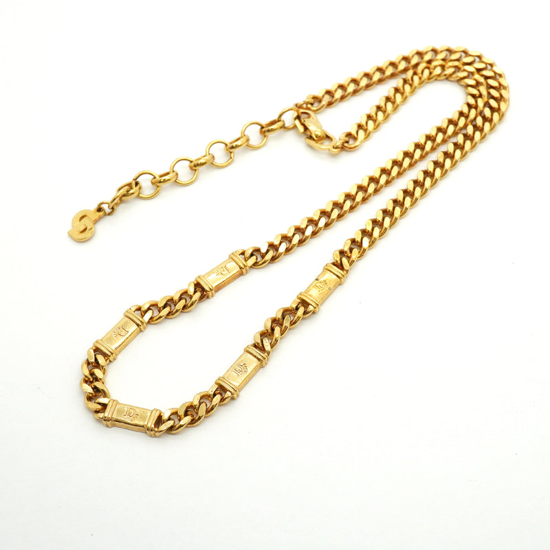 【6jib0337】クリスチャンディオール ネックレス ディオールロゴ GPメッキ ゴールド【中古】レディース