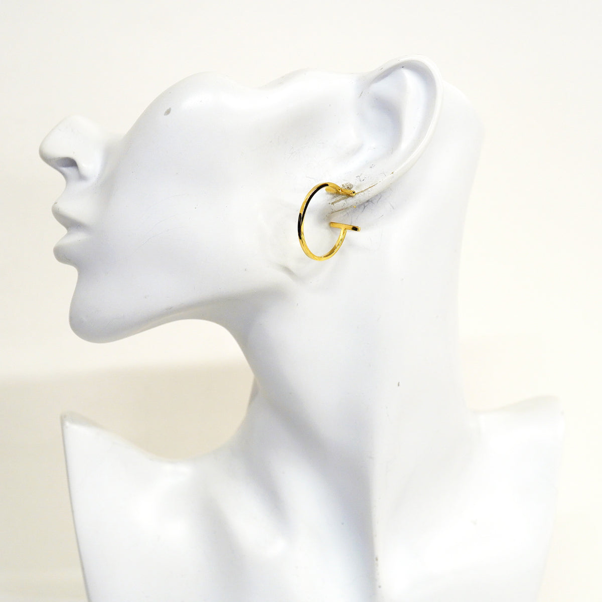【6jib0338】ティファニー ピアス Tワイヤー フープ/ミディアム K18YG イエローゴールド【中古】レディース