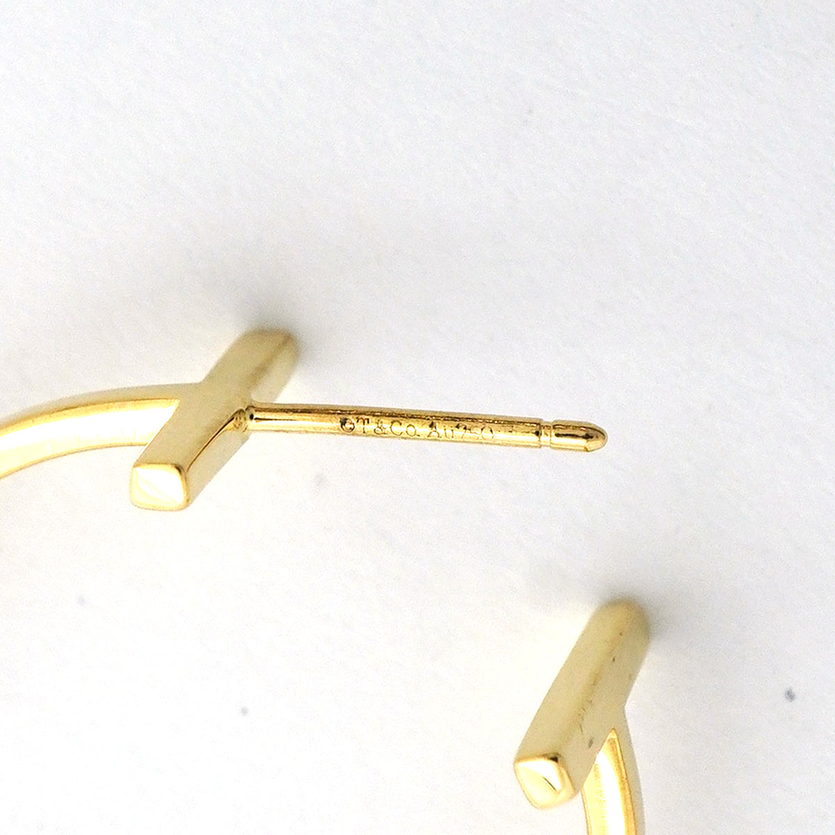 【6jib0338】ティファニー ピアス Tワイヤー フープ/ミディアム K18YG イエローゴールド【中古】レディース