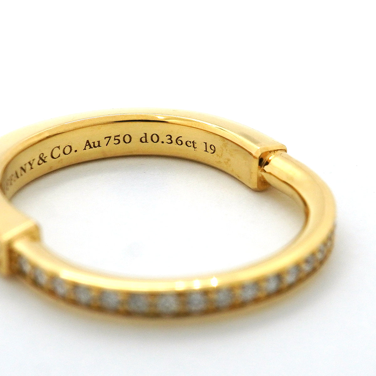 【6jib0339】ティファニー リング ロック フルダイヤ K18YG イエローゴールド ダイヤモンド 0.36ct 8.5号【中古】レディース