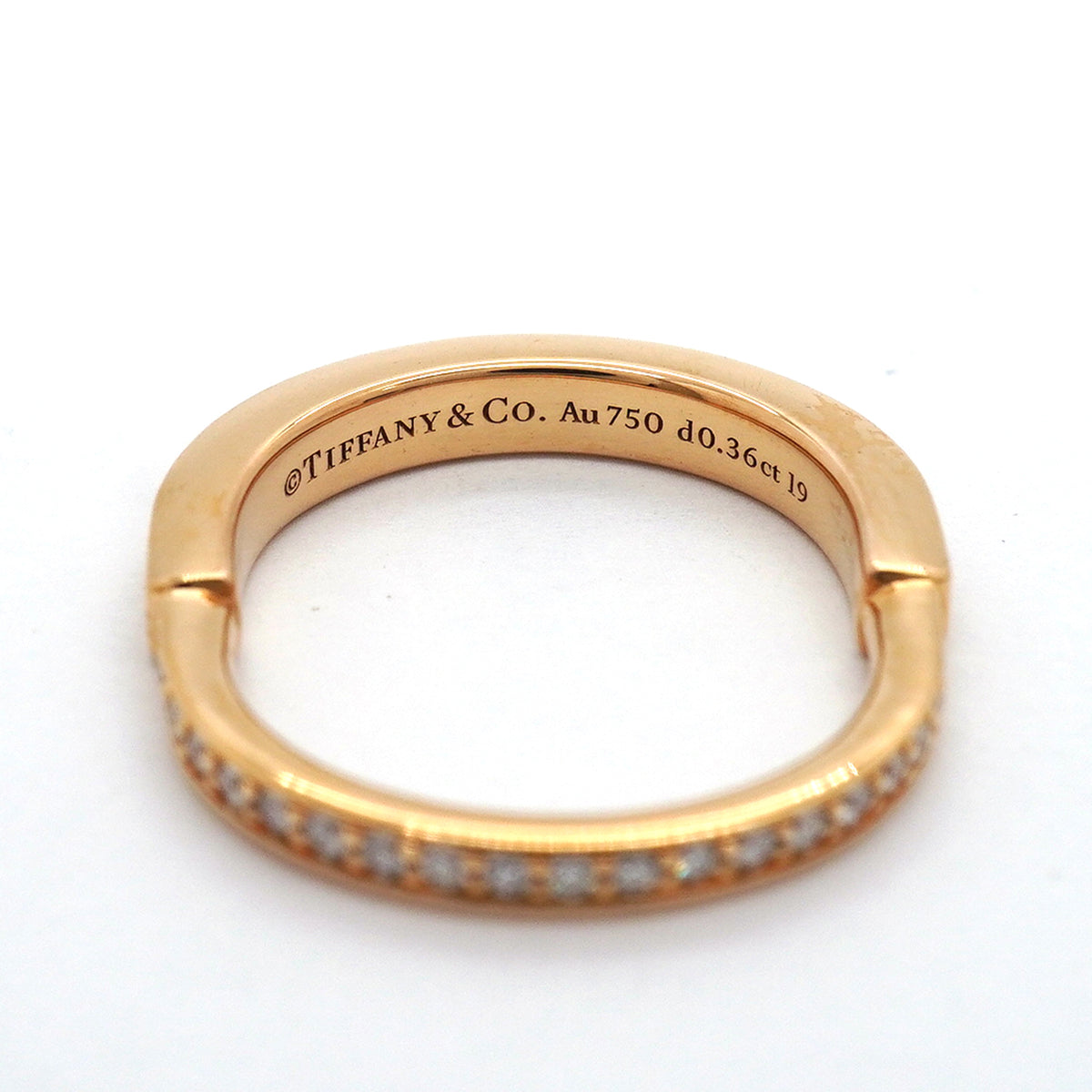 【6jib0340】ティファニー リング ロック フルダイヤ K18PG ピンクゴールド ダイヤモンド 0.36ct 9.5号【中古】レディース