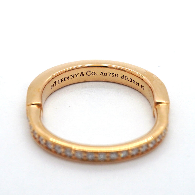 【6jib0340】ティファニー リング ロック フルダイヤ K18PG ピンクゴールド ダイヤモンド 0.36ct 9.5号【中古】レディース