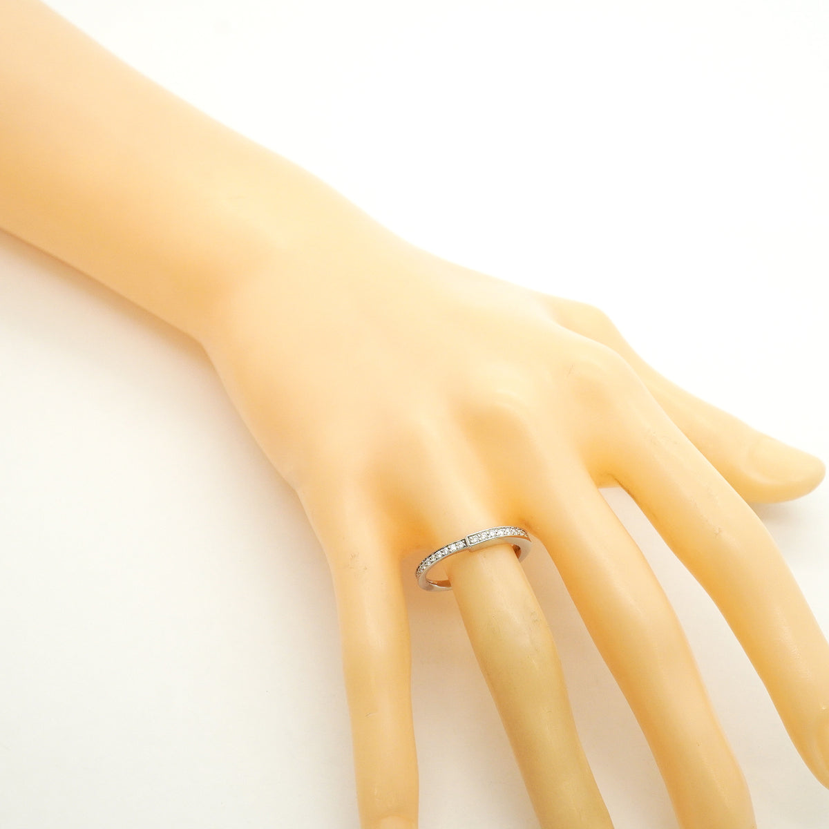 【6jib0341】ティファニー リング ロック フルダイヤ K18WG ホワイトゴールド ダイヤモンド 0.36ct 7.5号【中古】レディース