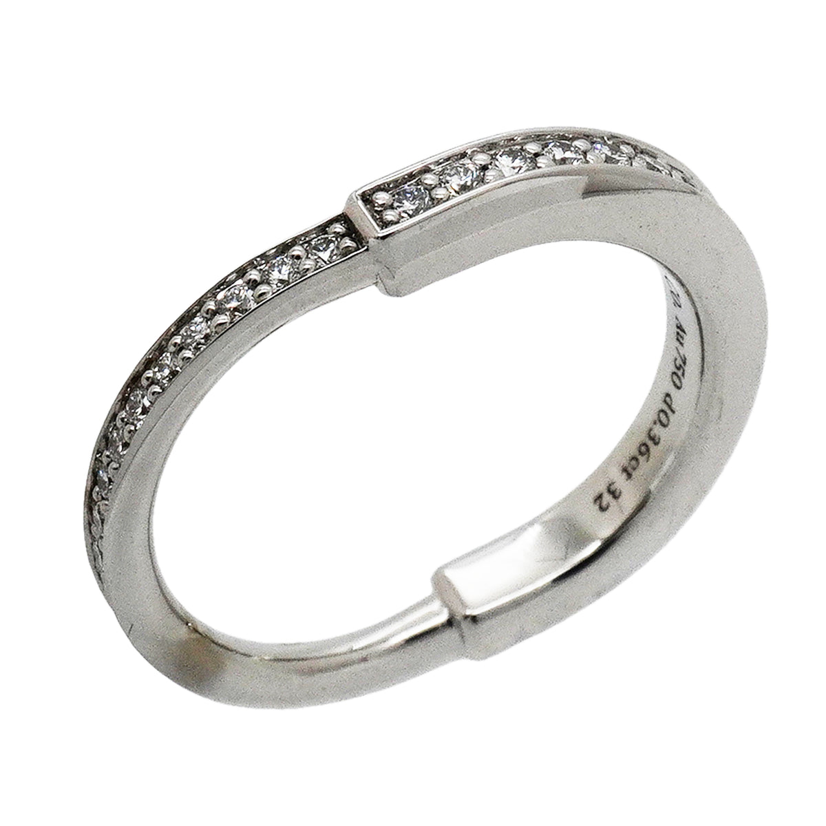 【6jib0341】ティファニー リング ロック フルダイヤ K18WG ホワイトゴールド ダイヤモンド 0.36ct 7.5号【中古】レディース