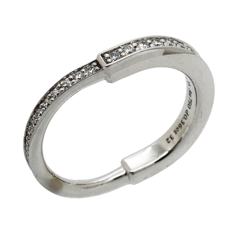 【6jib0341】ティファニー リング ロック フルダイヤ K18WG ホワイトゴールド ダイヤモンド 0.36ct 7.5号【中古】レディース