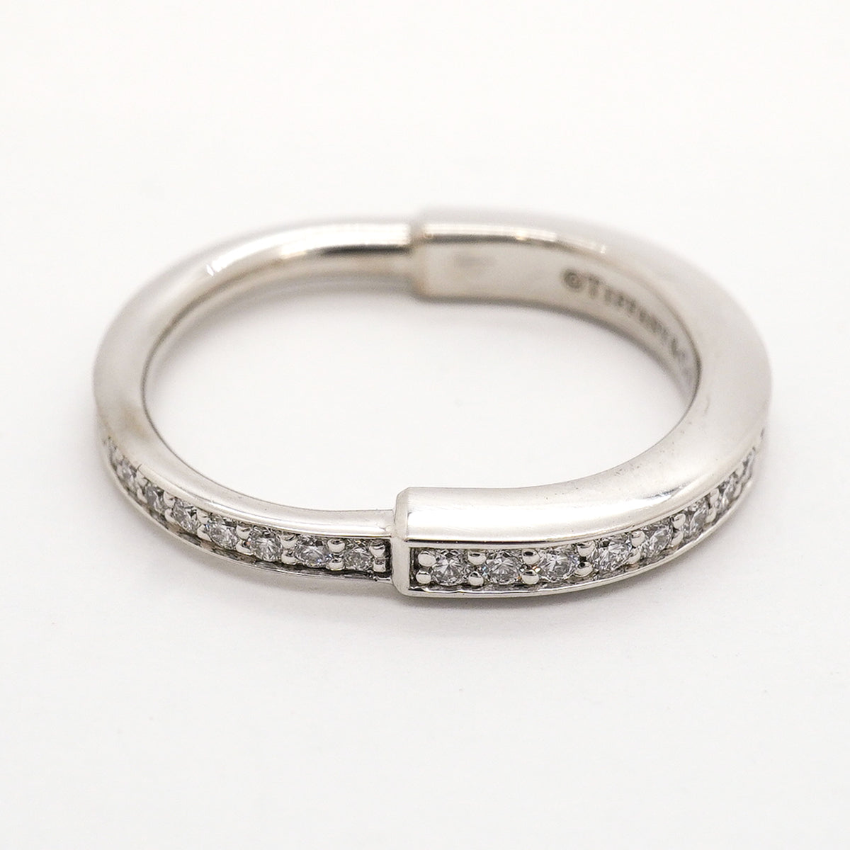 【6jib0341】ティファニー リング ロック フルダイヤ K18WG ホワイトゴールド ダイヤモンド 0.36ct 7.5号【中古】レディース