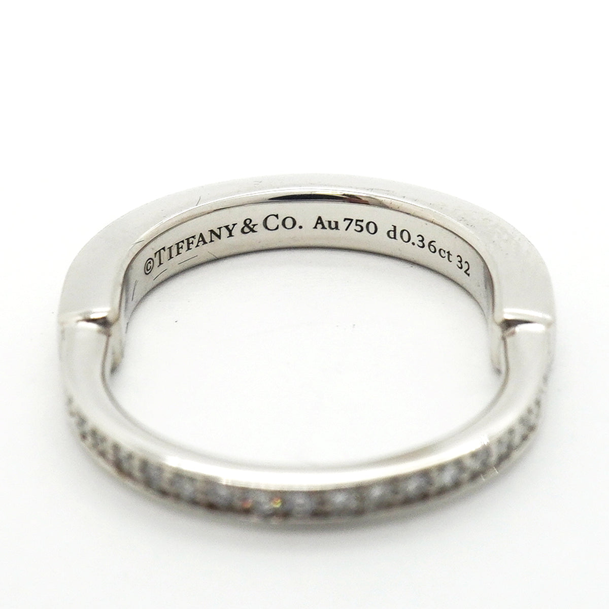 【6jib0341】ティファニー リング ロック フルダイヤ K18WG ホワイトゴールド ダイヤモンド 0.36ct 7.5号【中古】レディース