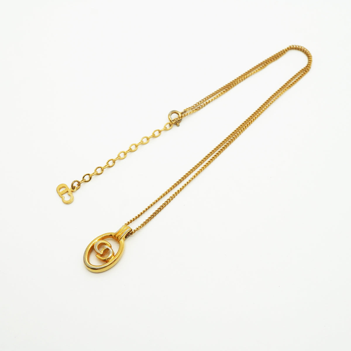 【6jib0342】クリスチャンディオール ネックレス CDロゴ GPメッキ ゴールド【中古】レディース