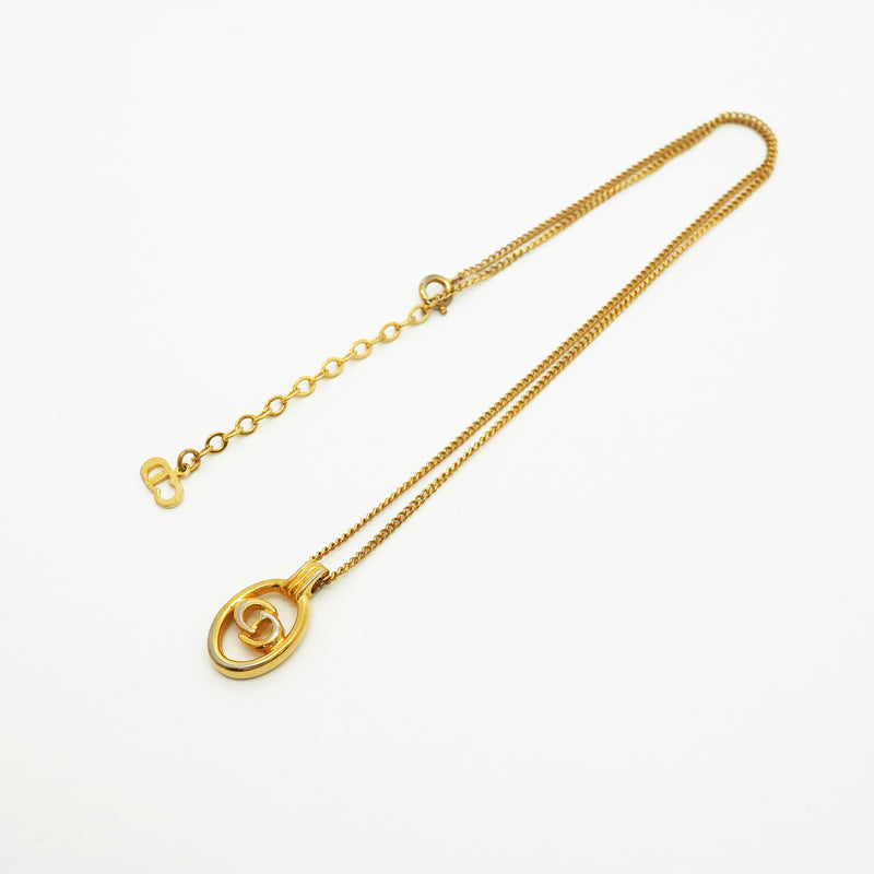 【6jib0342】クリスチャンディオール ネックレス CDロゴ GPメッキ ゴールド【中古】レディース