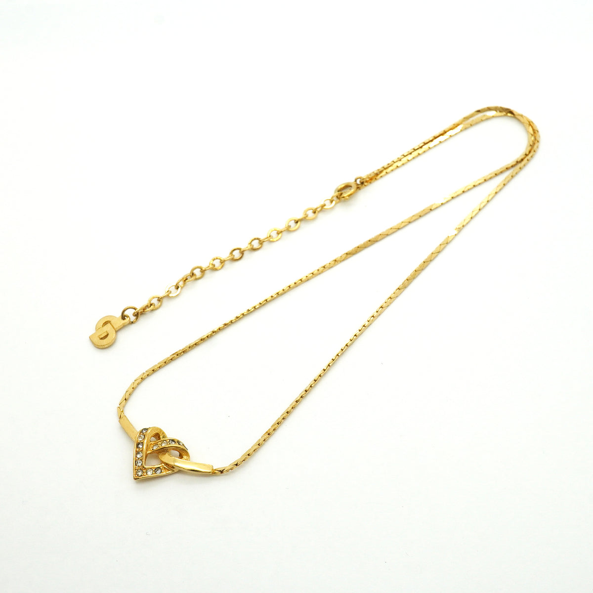 【6jib0348】クリスチャンディオール ネックレス GPメッキ ラインストーン ゴールド【中古】レディース
