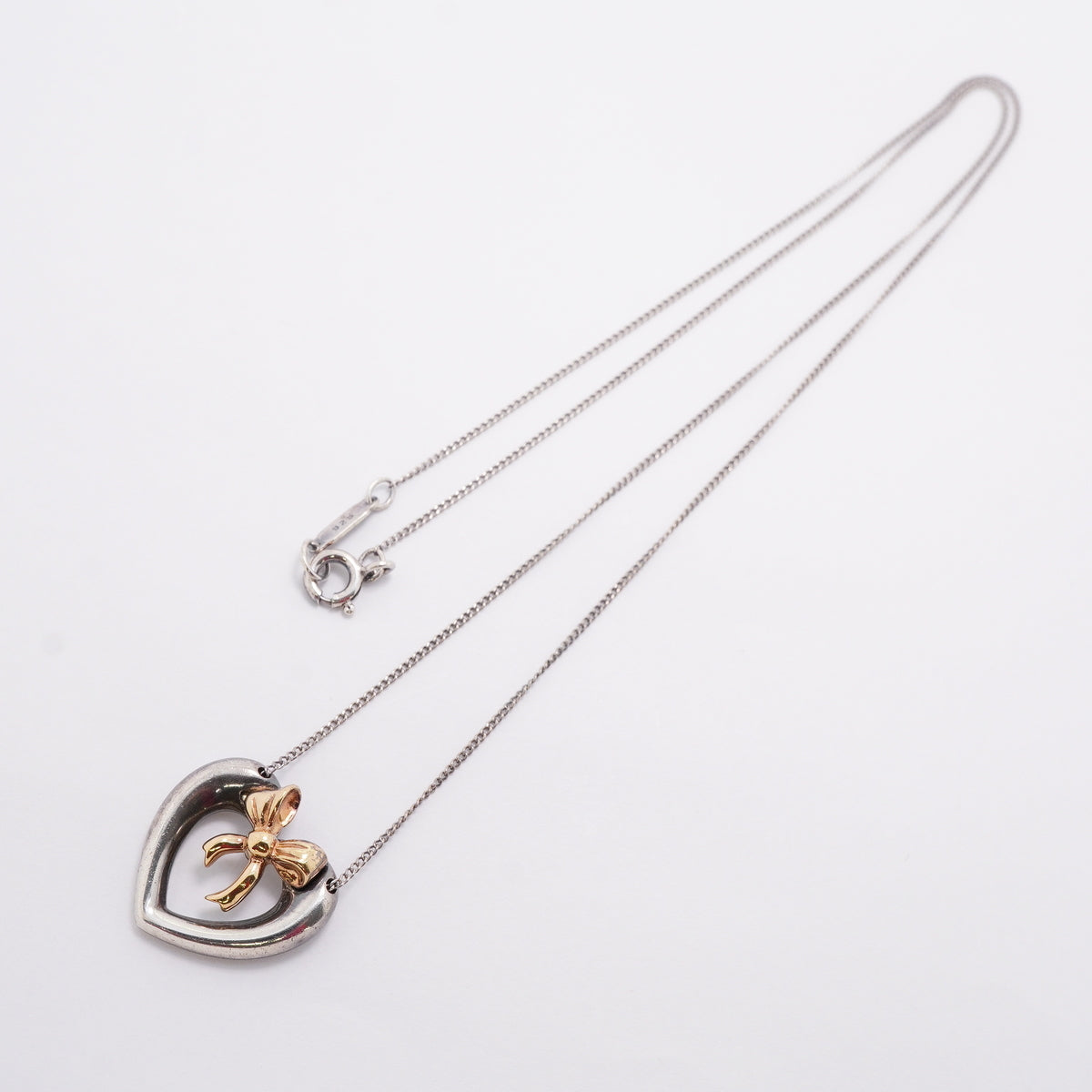 【6jib0376】ティファニー ネックレス ハートリボン K18YG イエローゴールド シルバー925【中古】レディース